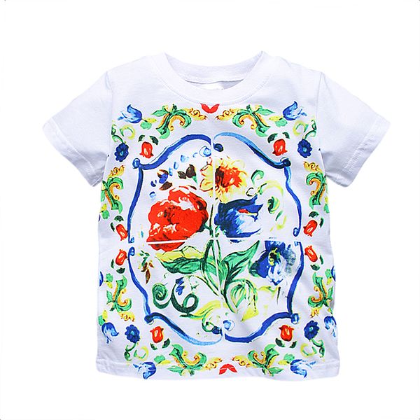 

girl t shirt for kids clothing brand baby girls summer flower children tee shirt fille princess t-shirts for girl clothes, Blue