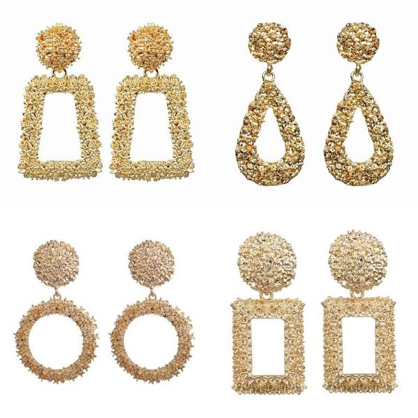 

2019 fashion statement women drop earrings 2019 personality geometric metal gold big earrings for women jewelry gift, Silver