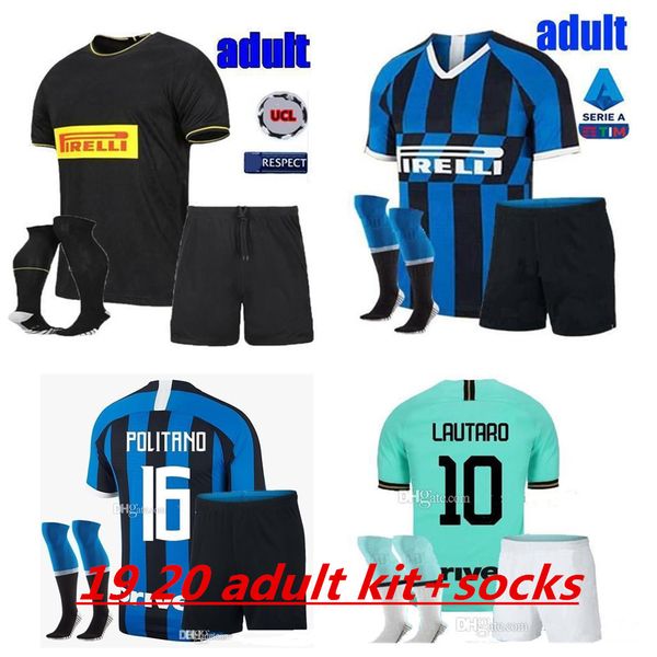 

2019 2020 inter 3rd milan soccer jerseys kit home away sets sensi barella jersey 19 20 men skriniar football kit shirt uniform, Black;yellow