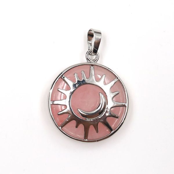 

10 pcs moon and star opalite opal round pendant malachite stone silver plated for gift jewelr