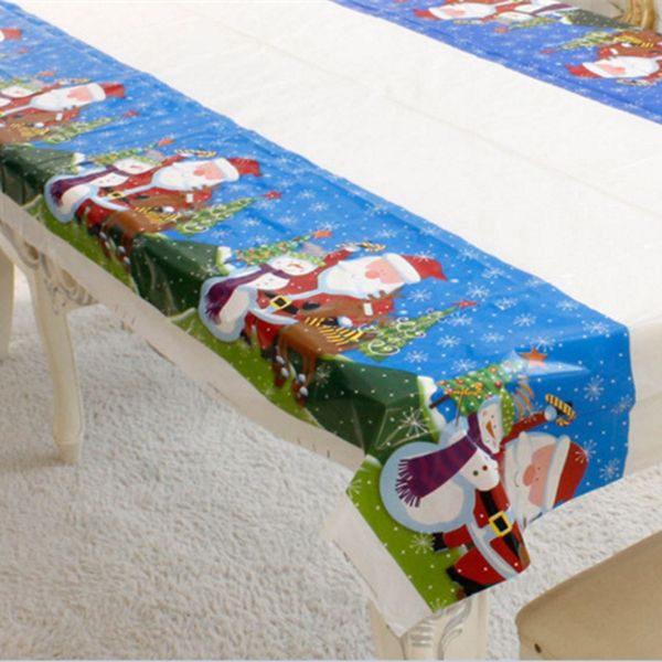 

xm 1pcs pvc father christmas pattern disposable tablecloth holiday decorations