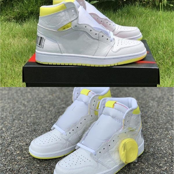 

2020 1 og high first class flight men casual shoes retro white dynamic yellow black 555088 -170 authentic shoes with box