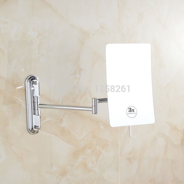 

Bath Mirrors 3 Magnifying Mirrors Wall Wounted Cosmetic Makeup Mirror Brass Chrome Square Beauty Folding Bathroom Mirror