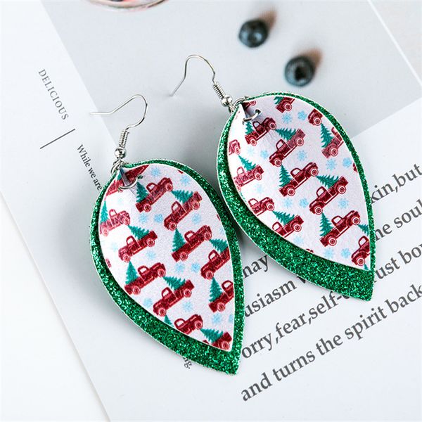 

glitter faux leather earring for women double layer leather pendant earring fashion jewelry women accessories girl gift supply manufacturers, Silver