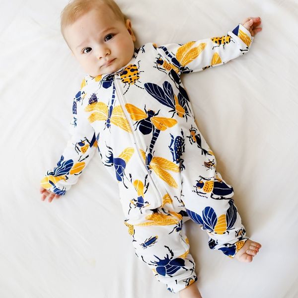

toddler baby long sleeved cartoon insect zipper romper jumpsuit clothes organic baby clothes new born baby clothes, Blue