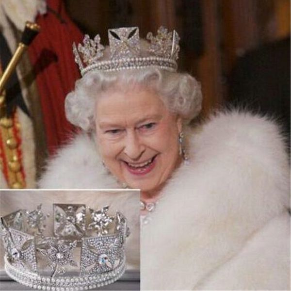 

luxury bridal queen elizabeth crown european baroque crown headdress wedding hair accessories beauty hair clips royal crowns cj191226, White;golden