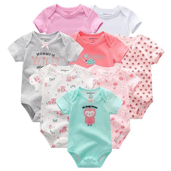 

8 pcs/lot short sleeve baby rompers 100%cotton overalls newborn clothes roupas de boys girls jumpsuit&clothing, Blue