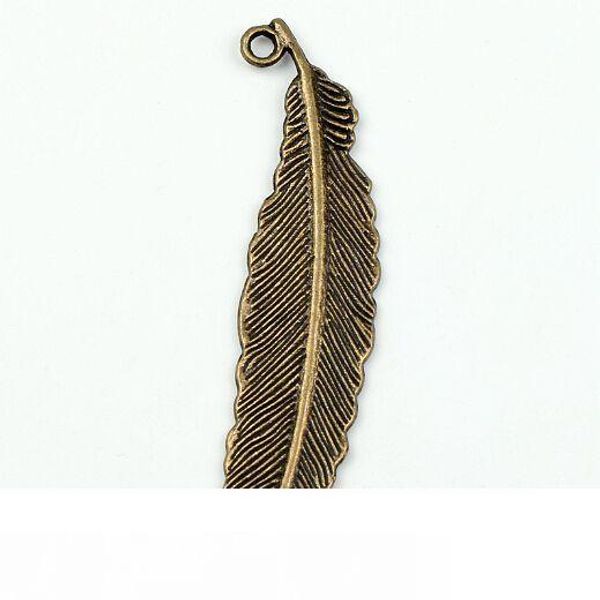 

mic antique bronze tone long feather charms pendants 21.5x106mm l064 jewelry findings & components sell, Bronze;silver