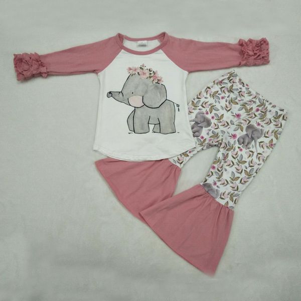 

childrens fall baby girl clothing outfits pink elephant girl with pants kids boutique clothes, White