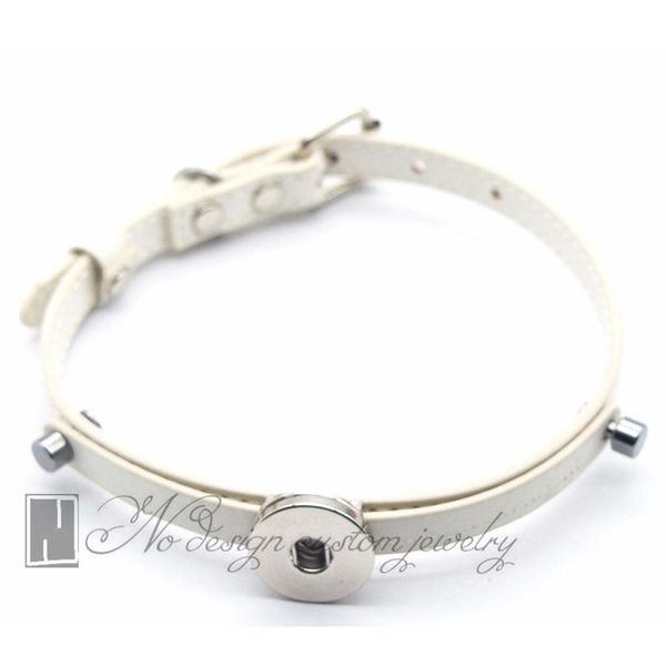 

white pet collar snap pu leather collar for snap button jewelry interchangeable jewelry suitable for pet dog and cat ne0446