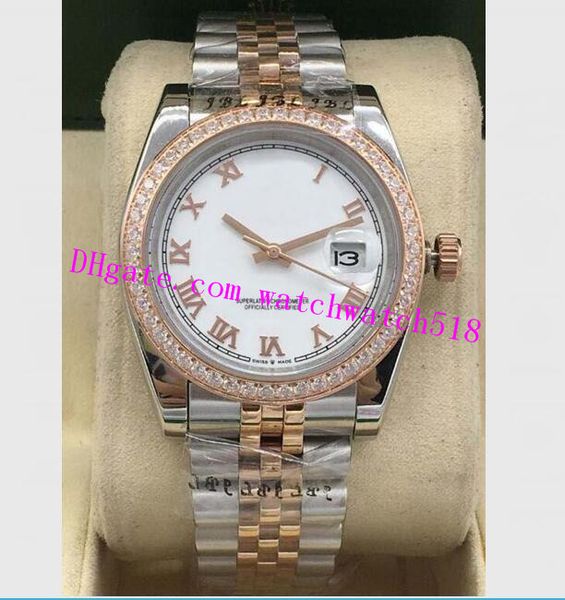 

latest version 5 style mens two tone gold champagne diamond dial/bezel 116233 116243 jubilee bracelet 36mm automatic fashion men's watc, Slivery;brown