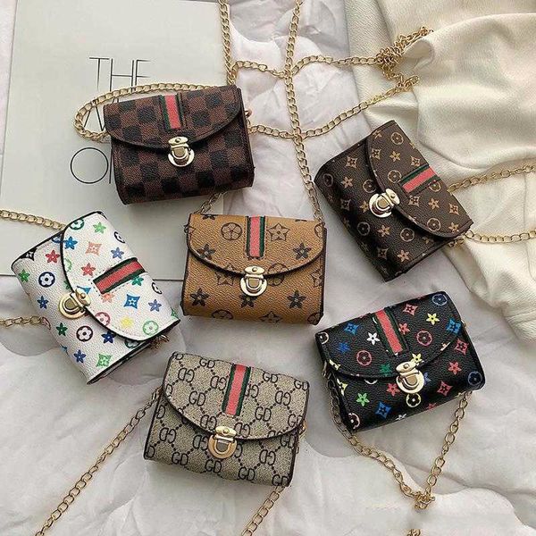 

kids shoulder bags fashion girl purse print crossbody mini bag children chain fanny pack casual outdoor princess pouch party, White