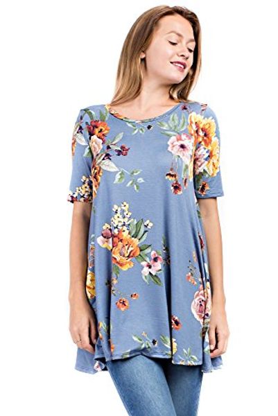 

allora betsy red couture women short sleeve tunic (s-3x, Black;gray
