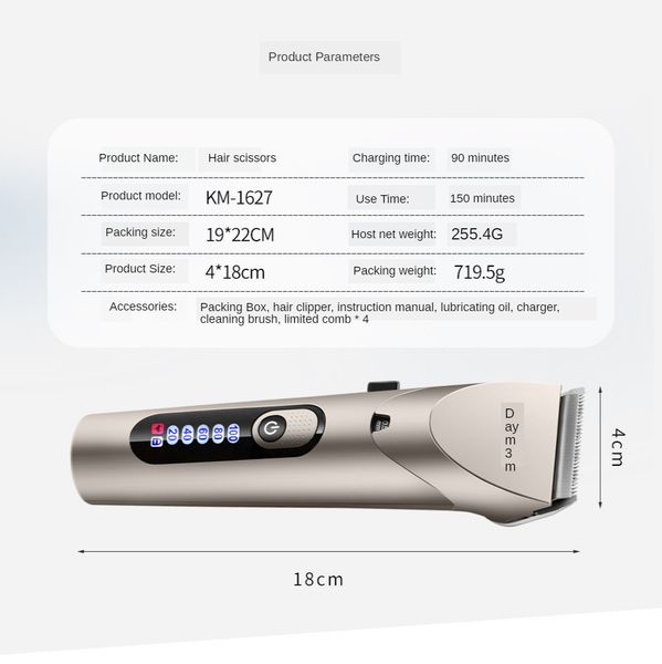 

keme 1627 hair trimmer km-1627 electric hair clipper lcd large capacity rechargeable beard trimmer sweet07 ebmpq