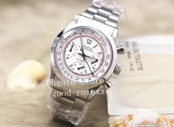 

3 colors vintage men's quartz chronograph watch mens men swiss ronda sport cosmograph stainless steel watches antique bracelet wristwat, Slivery;brown