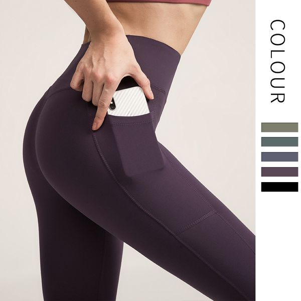 

yoga outfits autumn and winter nude fitness pants women no embarrassment line high waist hip elastic sports peach, White;red