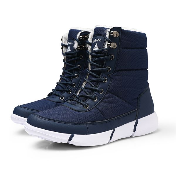 

2019 winter with fur snow men boots plush warm men casual boots waterproof sneakers male shoes plus size hx-151, Black