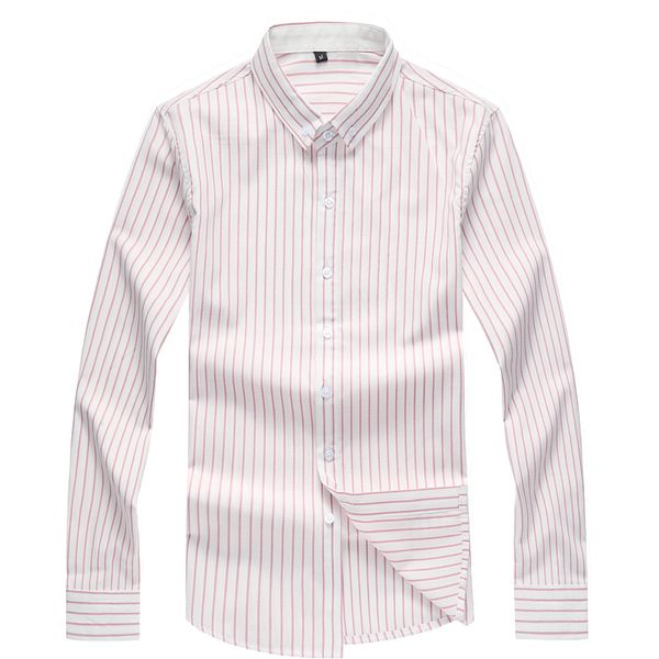 

men's oxford cotton fashion stripe casual long sleeve shirts retro style design men's dress shirts men clothes, White;black