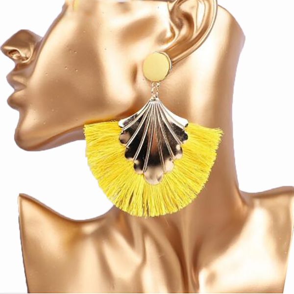 

fashion new bohemian tassel earrings for women exaggerated statement large fringed vintage dangle drop earrings, Silver