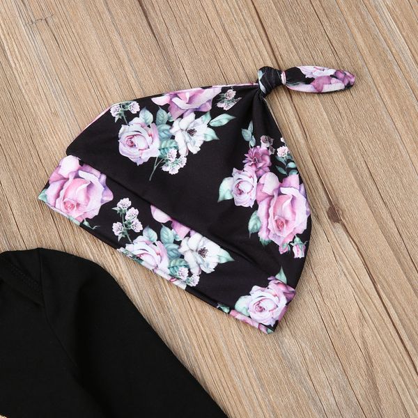 

0-18m newborn baby girls clothes sets romper+flowers pants leggings headband hats 4pcs clothes, White