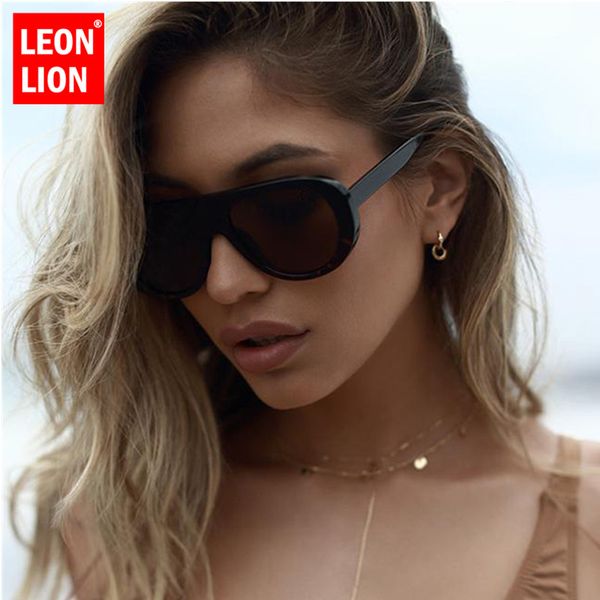 

leonlion 2018 oval driving sunglasses women retro large frame sun glasses for women outdoor feminino uv400, White;black