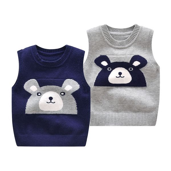 

Cute Cartoon Boys Knitted Vest Spring Autumn Sleeveless Vest Children Top Clothes Casual Baby Costume Kids Waistcoat For Newborn