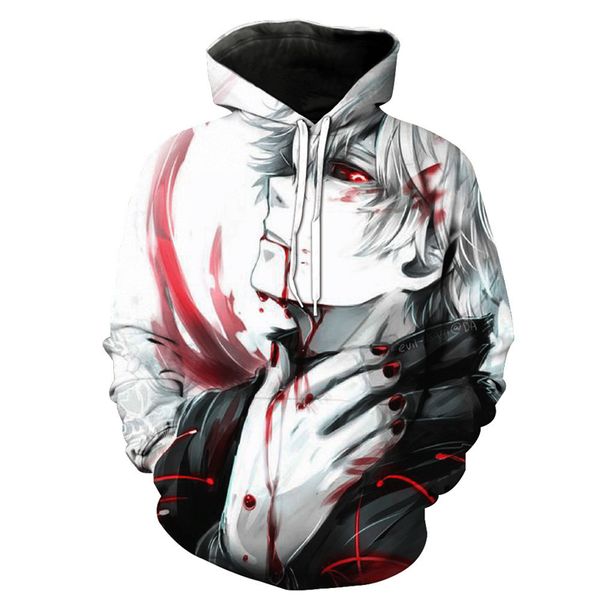 

fashion 3d hoodies classic anime hoodie 3d sweatshirt tokyo ghoul harajuku hip hop men women casual clothing dropshipping, Black