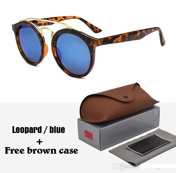 

brand sunglasses men women fashion retro brand design round sun glasses uv400 goggle gafas de sol with brown cases and box, White;black