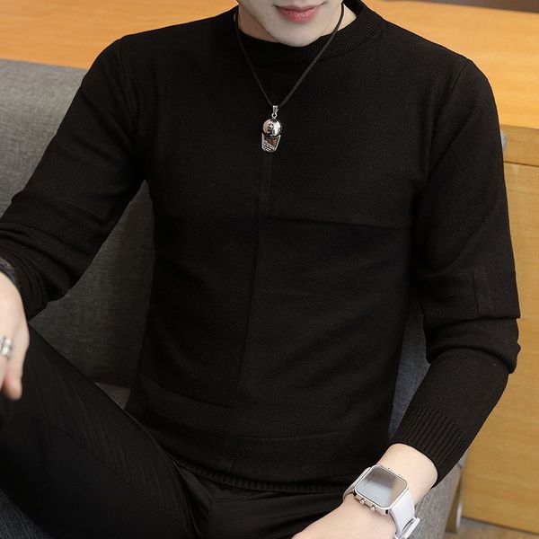

varsanol winter sweaters for men o neck slim sweater long sleeve knitting pullover knitwear casual wholesale drop solid new, White;black