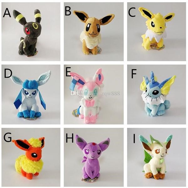 

wholesale 9 styel 11.8inch 30cm eevee umbreon espeon jolteon vaporeon sylveon flareon stuffed plush dolls toys