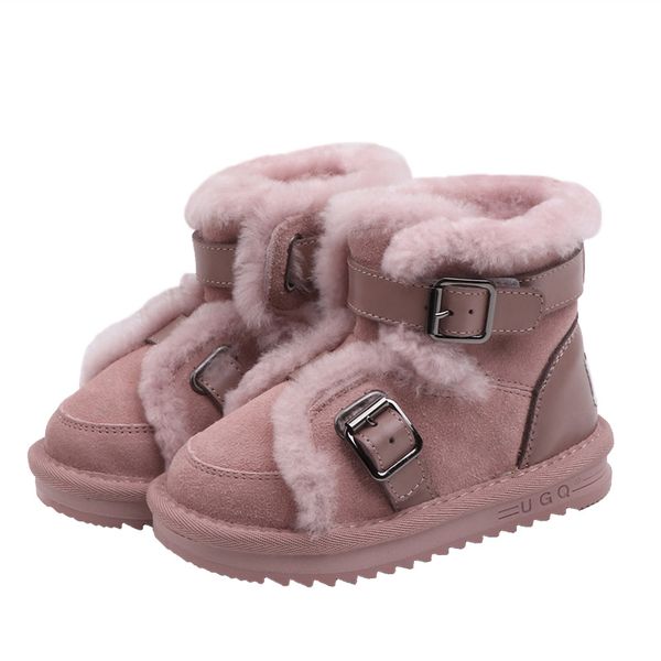 

autumn children ankle boots british style vintage genuine leather snow boots boys girls winter shoes motorcycle, Black;grey
