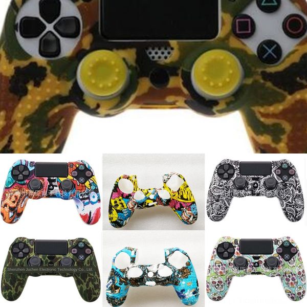 

bfjdt 3-в-1 anti-slip multicolor силиконовый чехол pro case + 2 thumbsticks ручки для sony ps4 кожи тонкий контроллер