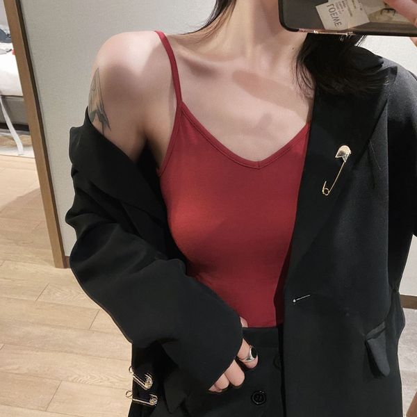 

cool summer ~ holiday style open back small suspender vest with inside women's new spring and summer, White