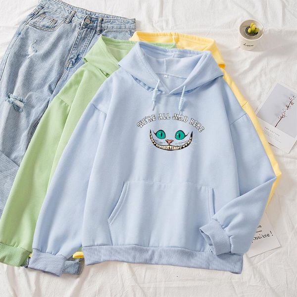 

women's hoodies & sweatshirts autumn kpop women sweatshirt kawaii funny cat print long sleeve streetwear harajuku hoodie, Black