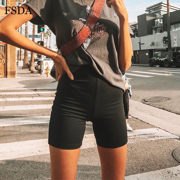 

fsda summer women biker shorts high waist gray black neon green sport gym shorts streetwear lady casual panties, White;black