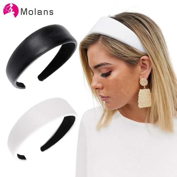 

molans new faux leather headbands eleg simple 4cm width pu leathers women hairbands fashion wide hair hoops female headbands