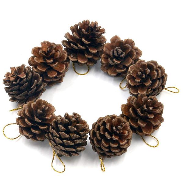 

pack of 9 decorative hanging pinecone christmas tree decorations
