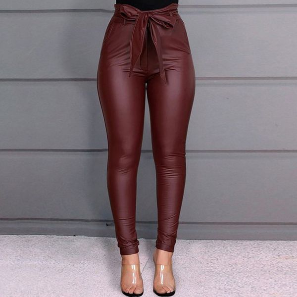 

женщины высокой талией вскользь кальсоны повелительниц способа bowknot длинные тонкий узкие брюки бинт эластичный карандаш брюки поясом # j3, Black;white