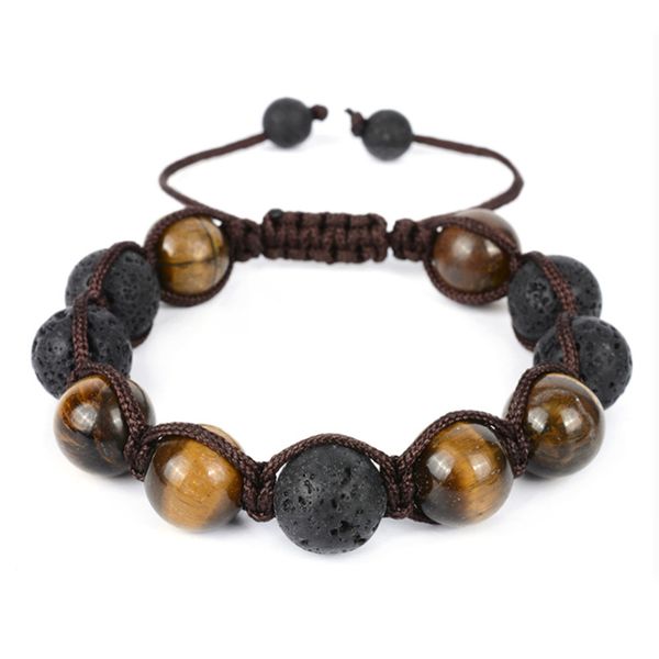 

12mm natural tiger eye bracelet elastic yoga gem-tones healing energy men women stretch bracelet, Golden;silver