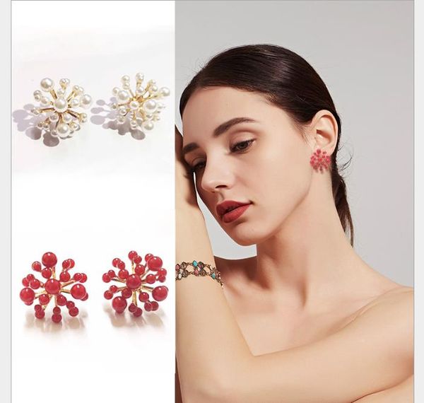 

темперамент фейерверк форма размер жемчужные серьги 2019 новый стиль личности преувеличены попкорн серьги серьги, Golden;silver