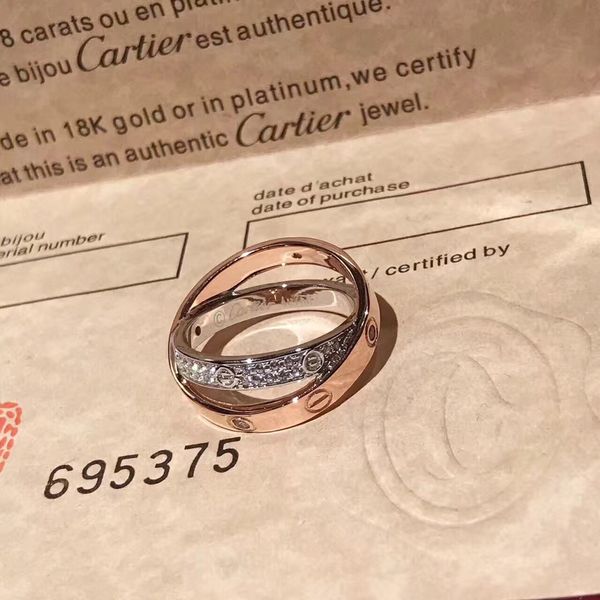 

19ss Brand Designer Diamond Rings Silver Rose Gold Wedding Ring Women's Rings 6 7 8 with Box