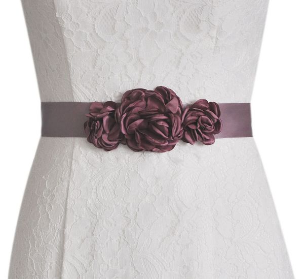 

tieshome bs226 women's fashion beautiful flower wedding sashes bride bridesmaid sash belt for the evening party hollow flowers, White