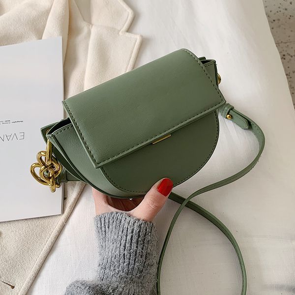 

pu leather solid color saddle bag for women 2020 fashion summer mini shoulder messenger bag lady handbags and purse