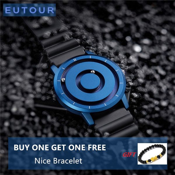 

eutour new blue magnetic watch men casual silicone fashion quartz gold magnet ball waterproof sport watch relogio masculino gift, Slivery;brown