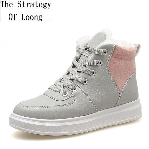 

winter outdoor women ankle snow boots lady canvas patchwork cross-tied plush lace-up botas ladies short sneakers boots 191110, Black