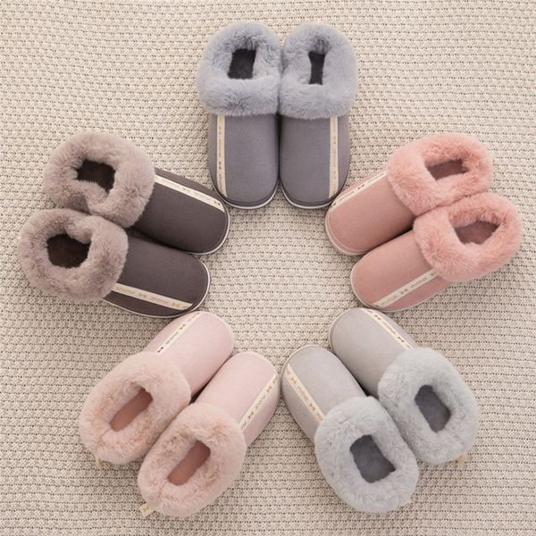 

ladies slippers new women casual home plus velvet warm shoes comfortable cotton slippers rubber bottom plush home v8, Black