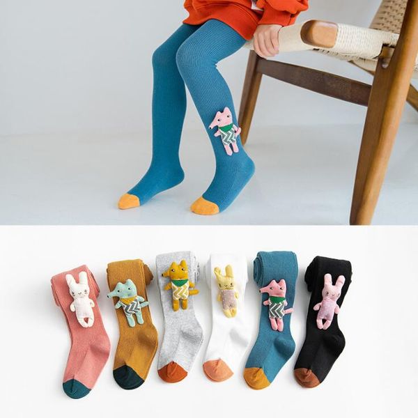 Leggings per bambini Collant elastici in cotone lavorato a maglia per bambini Pantaloni carini per animali da cartone animato Pantaloni firmati per ragazze primaverili Calza attillata calda all'aperto YP80