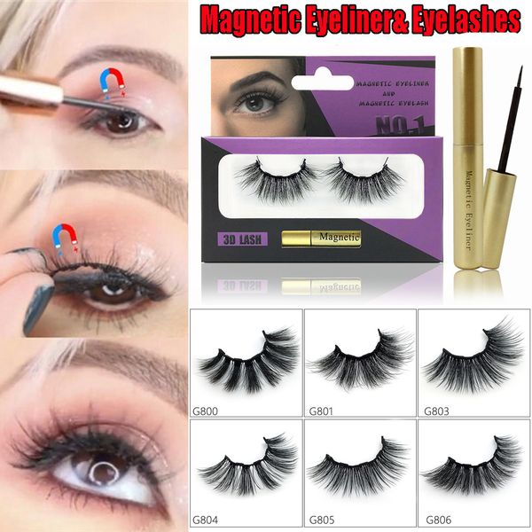 

magnetic liquid eyeliner with 1 pair 3d mink hair magnetic eyelashes waterproof reusable natural long wispies lashes eye makeup