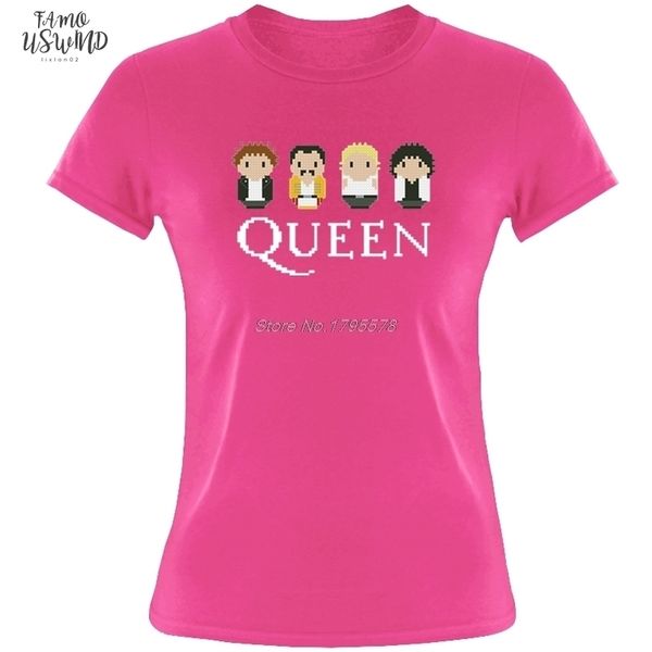 

queen rock band t shirt cotton short sleeve funny cartoon tshirt women leisure v neck t shirts fitness tees harajuku, White