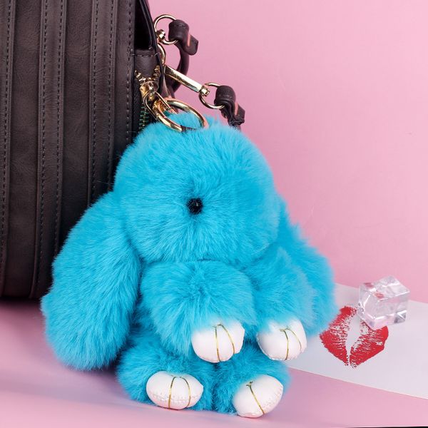 

new fur keychain pendant rex 's hair bag automobile key holder chain jewelry exceed adorable toy keychain, Silver